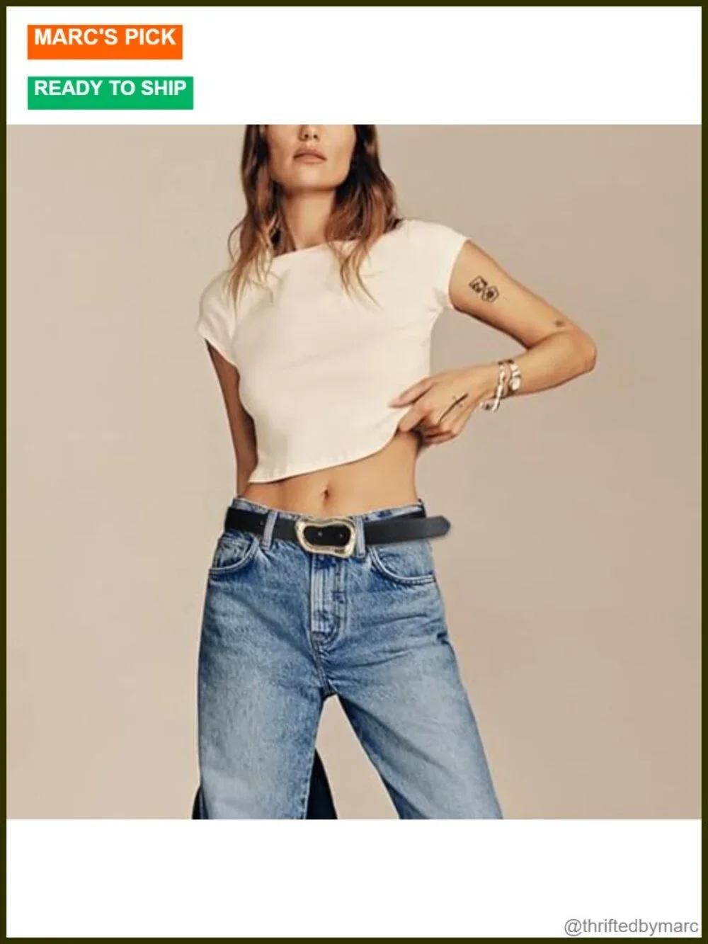 Faux Leather Waist Belt with Gold Buckle, Stylish Fashion Belt for Jeans &
